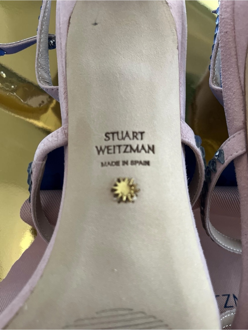 Stuart Weitzman Pink Crystal-Strap Stiletto Sandals ballet size 8.5 NIB - Picture 4 of 7